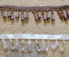 Glass And Wood Effect Shaped Beaded Trim Curtain, Blind Trimming