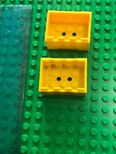 Lego 2 x YELLOW Minifigure Container Crate 3 x 4 x 1 2/3 with Handholds