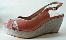 Red herring woman's salmon pink wedged sling back sandals - size 4 uk - 37 eur