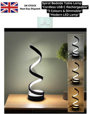 LED Spiral Table Lamp Modern Dimmable Lamp Cordless Rechargeable 3 Colours UK