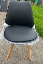 X4 Black Dining Chairs Padded Seat With Wooden Legs