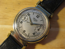 RARE HEUER CHRONOGRAPH 1940'S VINTAGE MENS WATCH RARE HINGED LUGS 34MM PROJECT