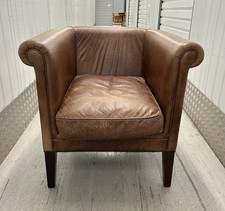 Laura Ashley Tan Brown Leather Osborne Armchair