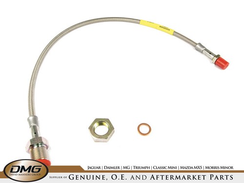 Braided brake hose - brake, (s/steel)