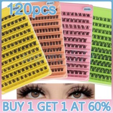 120Pcs Cluster Lashes Individual D Curl False Eyelashes Extensions 8-16mm Mixed