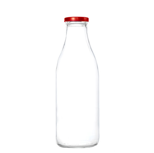 Glass milk bottle - bottle, lid