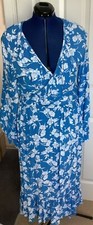 TK MAXX Blue And White Flower Design wrap over Top Dress UK Size 14 Worn Once