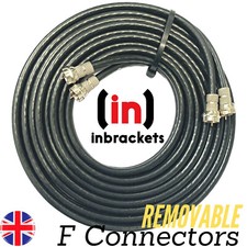Sky Cable Extension Twin Coax F plugs Q Satellite coaxial lead Shotgun inc Clips