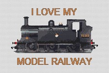 Model Train Railway Complete Counted Cross stitch Kit 13" x 9.5" 11 count 