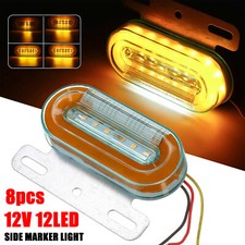 8X 12V Truck Side Marker Light Dynamic LED Yellow Trailer Lorry Van Bus Caravan