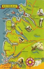 Postcard Map Of Wester Ross PU