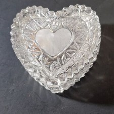 Vintage Hofbauer Leaded Glass Crystal Heart Trinket Jewelry Box 2.5 inch