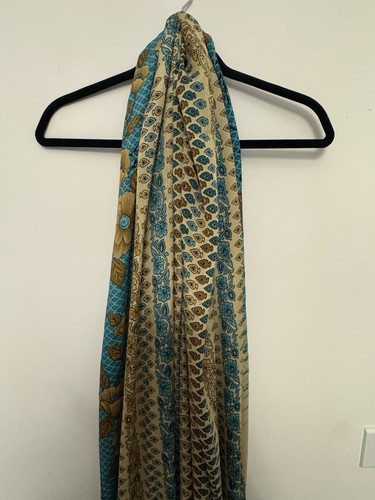 Teal mustard floral - teal, sari