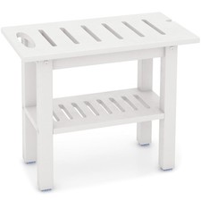 Single Shelf White Waterproof HDPE Shower Bench