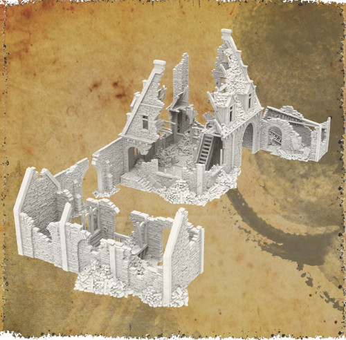 Ruined roadside inn fantasy - ruined,