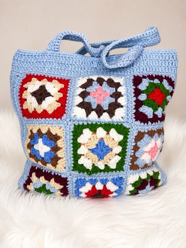 Blue handmade crochette granny - blue,