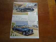 VINTAGE ADVERT:  HUMBER 8-SEATER PULLMAN LIMO/HUMBER 8-SEATER IMPERIAL SALOON