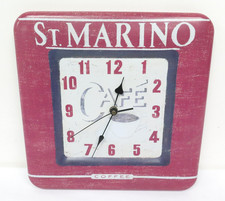 Square Tin Marino Kitchen Clock Café Coffee Design Cherry Roger Lascelles Clocks