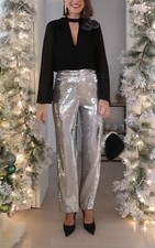 ZARA SILVER SEQUIN STRAIGHT