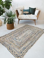 Denim Blue Rug Braided Jute