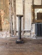 Vintage Tall Black Wooden Pedestal Column Jardiniere Torchere Plant Stand 108 cm