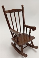 Vintage Dolls Furniture Rocking Chair Wooden Decorative Toy Accessory 37cm