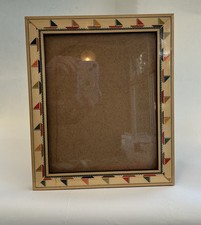 VTG  inlaid  PICTURE PHOTO frame nautical theme Boats 10” x 12” made in England 