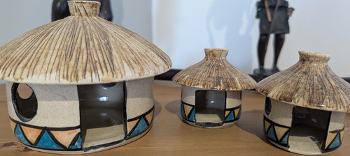 Ceramic african village hut - african,