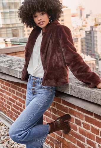 Faux fur coat brown chocolate - fur,