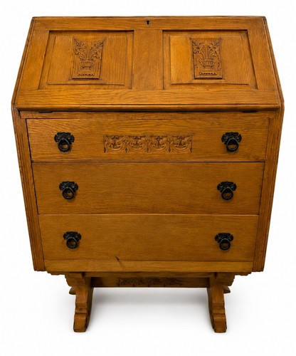Vintage solid oak bureau - vintage,