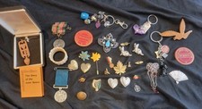 Random Collectibles Lot. Love Apoon, War Button Ww2, Badges Etc.