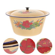  Vintage Home Enamel Ware Washing Bowl with Lid Bucket Laundry Basin