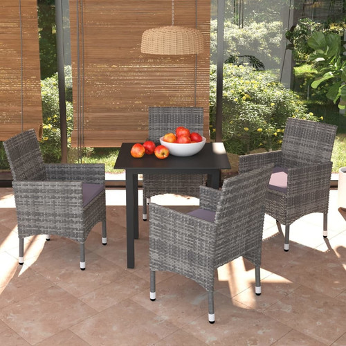 Dining set grey rattan - set,