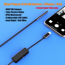 Slim 5.5mm Lens Endoscope Inspection Camera For iPhone/iPad/iOS Borescope Cable