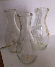 Vintage Carafino Clear Glass EMPTY Wine Bottles X 3, 15cm Tall , Decorative 