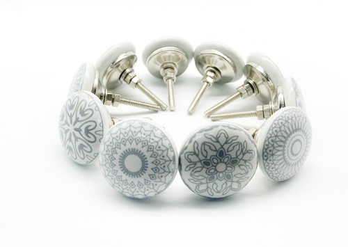 Grey white knobs extra - grey, long