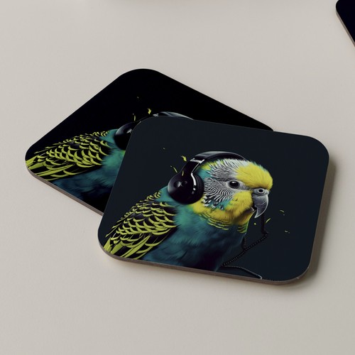 Budgerigar coaster drinks tea - coaster,