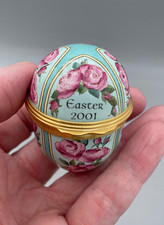 Halcyon Days Enamel Egg  ~ Easter 2001 ~ Decorated with colourful  Pink Roses ~