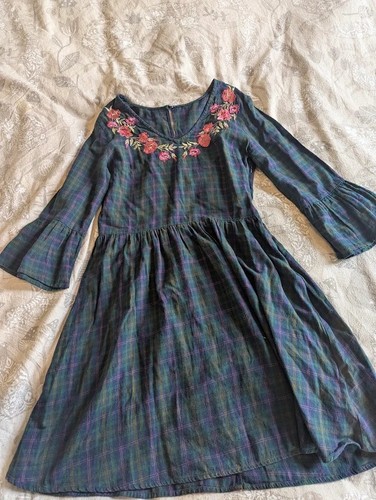 Next tartan embroidered smock