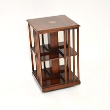 Antique Sheraton Style Inlaid Mahogany Revolving Bookcase