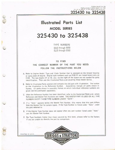 Briggs stratton cyl 325430 - briggs,