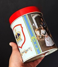 Vintage Tin Queen Elizabeth II Silver Jubilee Canister UK Made by Giftcharm 15cm