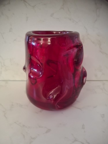 Vintage ruby red glass - vintage, knobbly