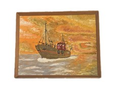 Vintage Nautical Oil Painting