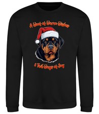 ROTTWEILER Christmas Dog Sweatshirt Adults Kids Santa Hat Woof Jumper Xmas Gift