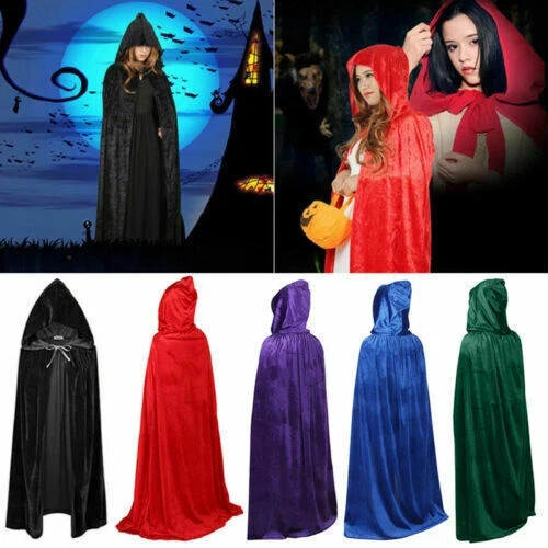 Adult velvet hooded robe cloak - velvet,