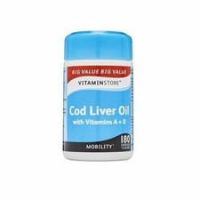 Vitamin Store Cod Liver Oil 1000mg 180 Capsules Supports Bones & Immunity UK
