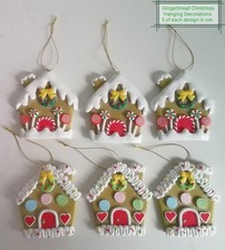 Job Lot (6@50p) Claydough Gingerbread House Xmas Hanging Decorations. 2 Designs