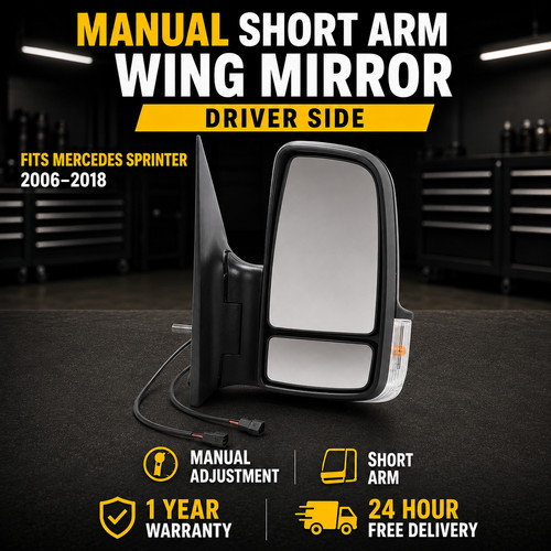 Manual short arm wing mirror - manual,