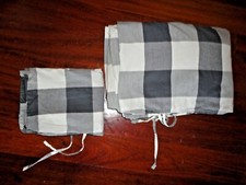 IKEA EMMIE RUTA GRAY & WHITE GINGHAM PLAID CHECK (2PC) TIE UP TWIN DUVET SET